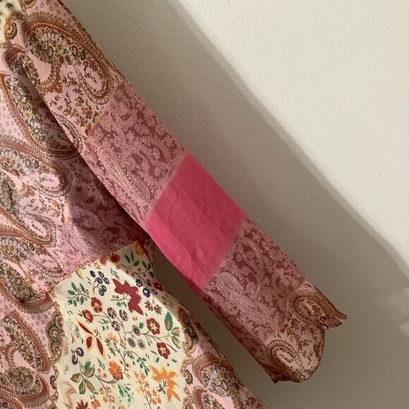 Clothing Co Bohemian Hippie Pink Paisley Patchwork Sheer Peasant Blouse Small - Picture 8 of 12